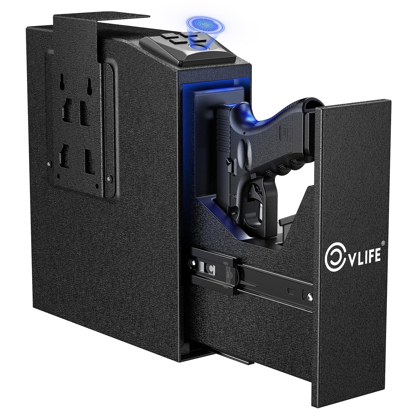 CVLIFE Biometric Gun Lock for Handgun Quick-Access Safety Device with Fingerprint Lock or Key Pad Gun Lock Box for Home Bedside Nightstand