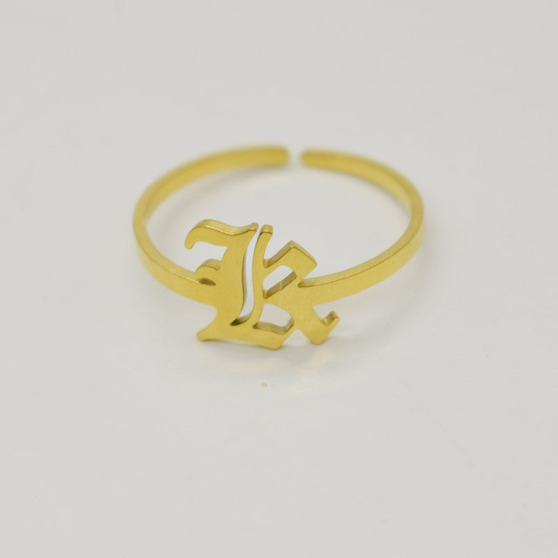 Vintage English Alphabet Ring in 18K Vacuum Plating