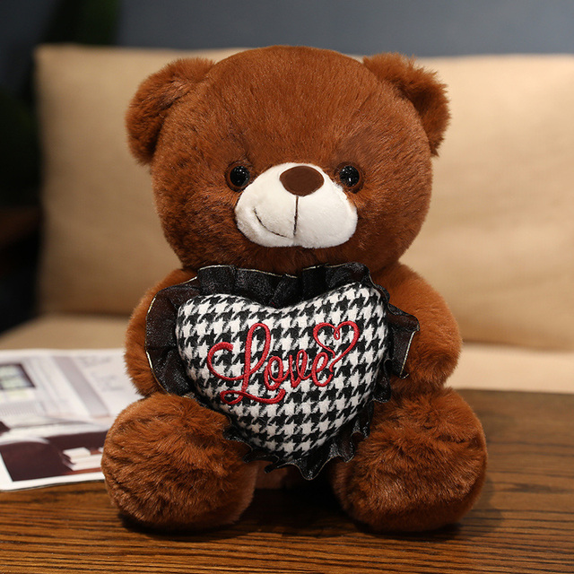 Knot Teddy Bear Plush Toy with Heart and Rose Design