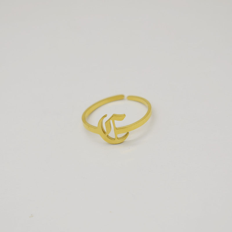 Vintage English Alphabet Ring in 18K Vacuum Plating
