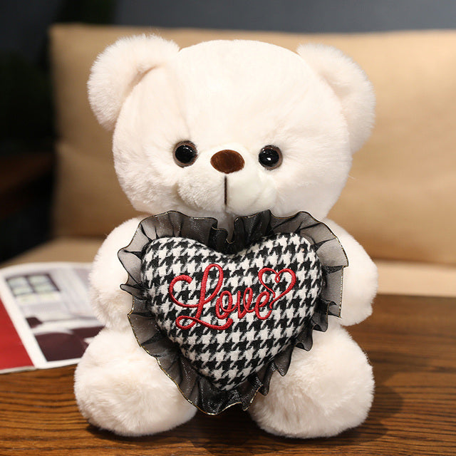 Knot Teddy Bear Plush Toy with Heart and Rose Design