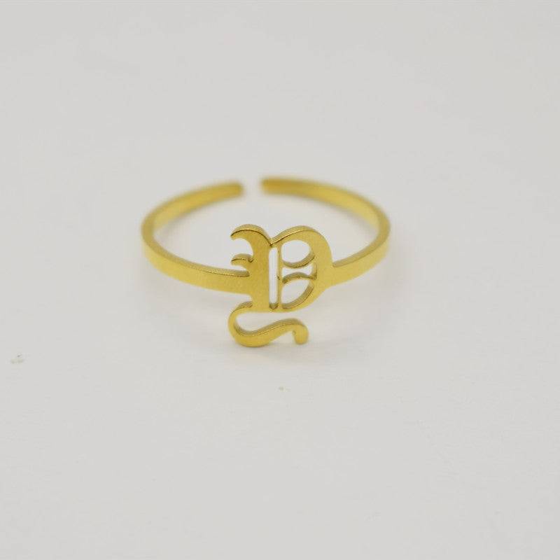 Vintage English Alphabet Ring in 18K Vacuum Plating