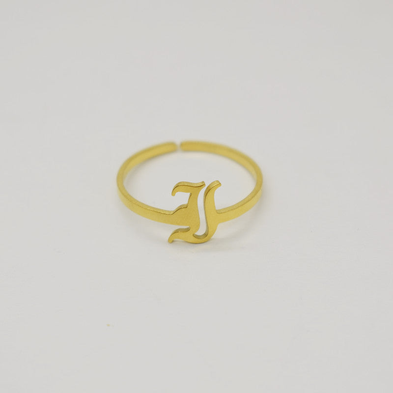 Vintage English Alphabet Ring in 18K Vacuum Plating