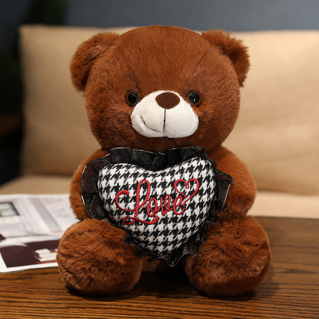 Knot Teddy Bear Plush Toy with Heart and Rose Design