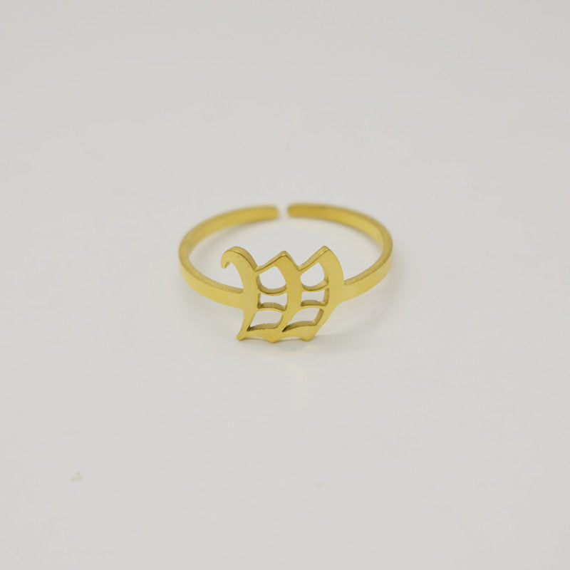 Vintage English Alphabet Ring in 18K Vacuum Plating