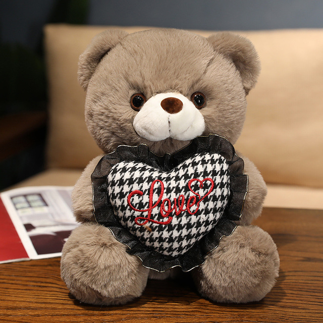 Knot Teddy Bear Plush Toy with Heart and Rose Design