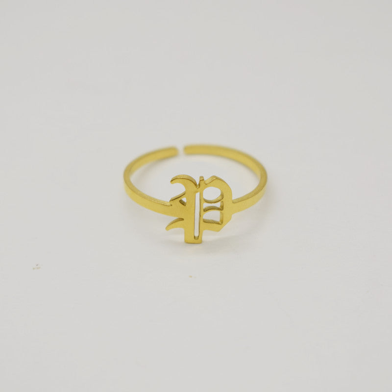 Vintage English Alphabet Ring in 18K Vacuum Plating