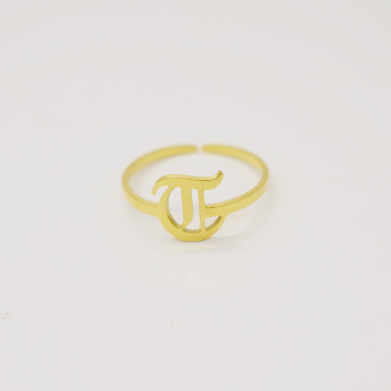 Vintage English Alphabet Ring in 18K Vacuum Plating