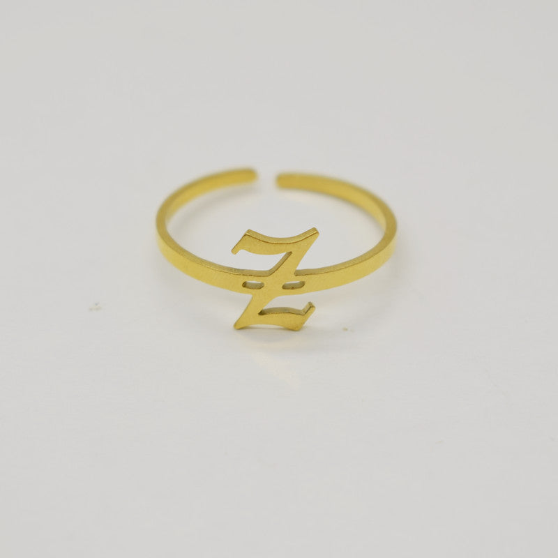 Vintage English Alphabet Ring in 18K Vacuum Plating