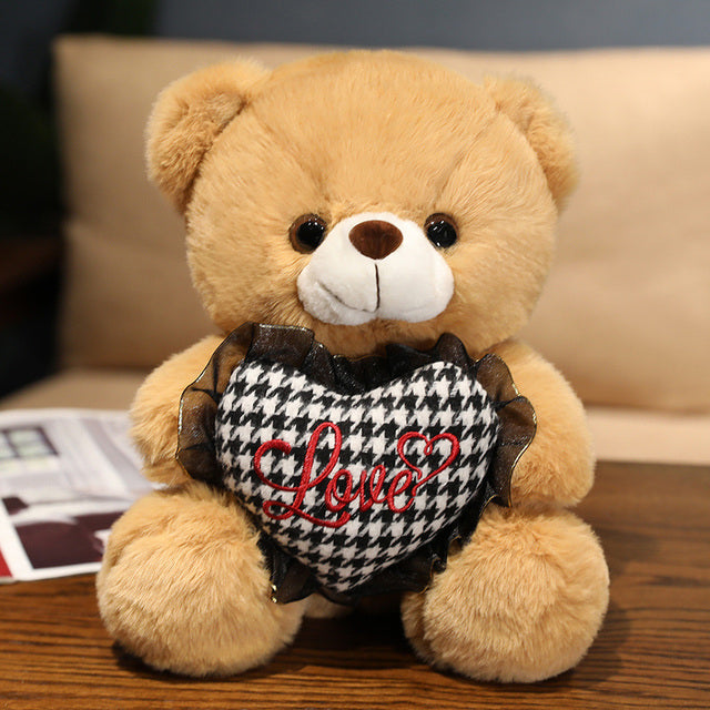 Knot Teddy Bear Plush Toy with Heart and Rose Design