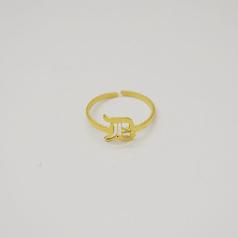 Vintage English Alphabet Ring in 18K Vacuum Plating