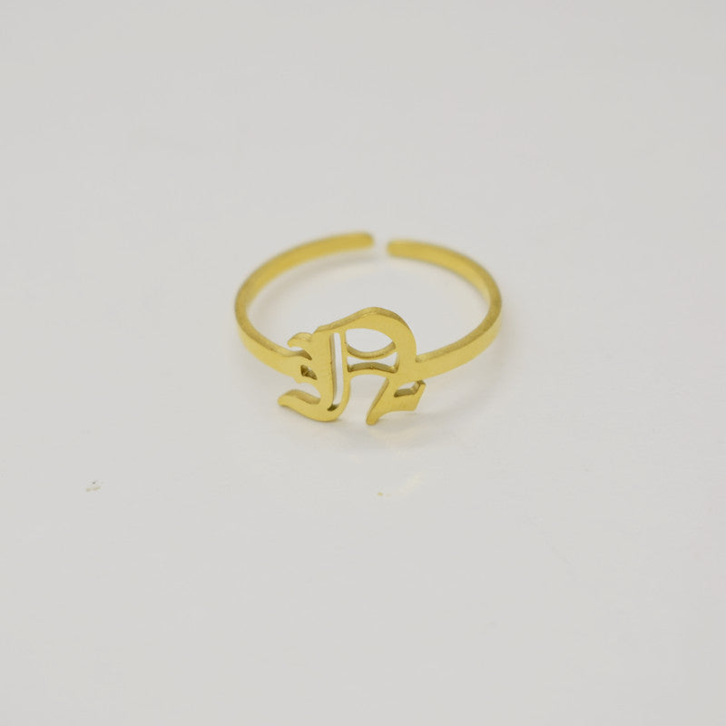 Vintage English Alphabet Ring in 18K Vacuum Plating